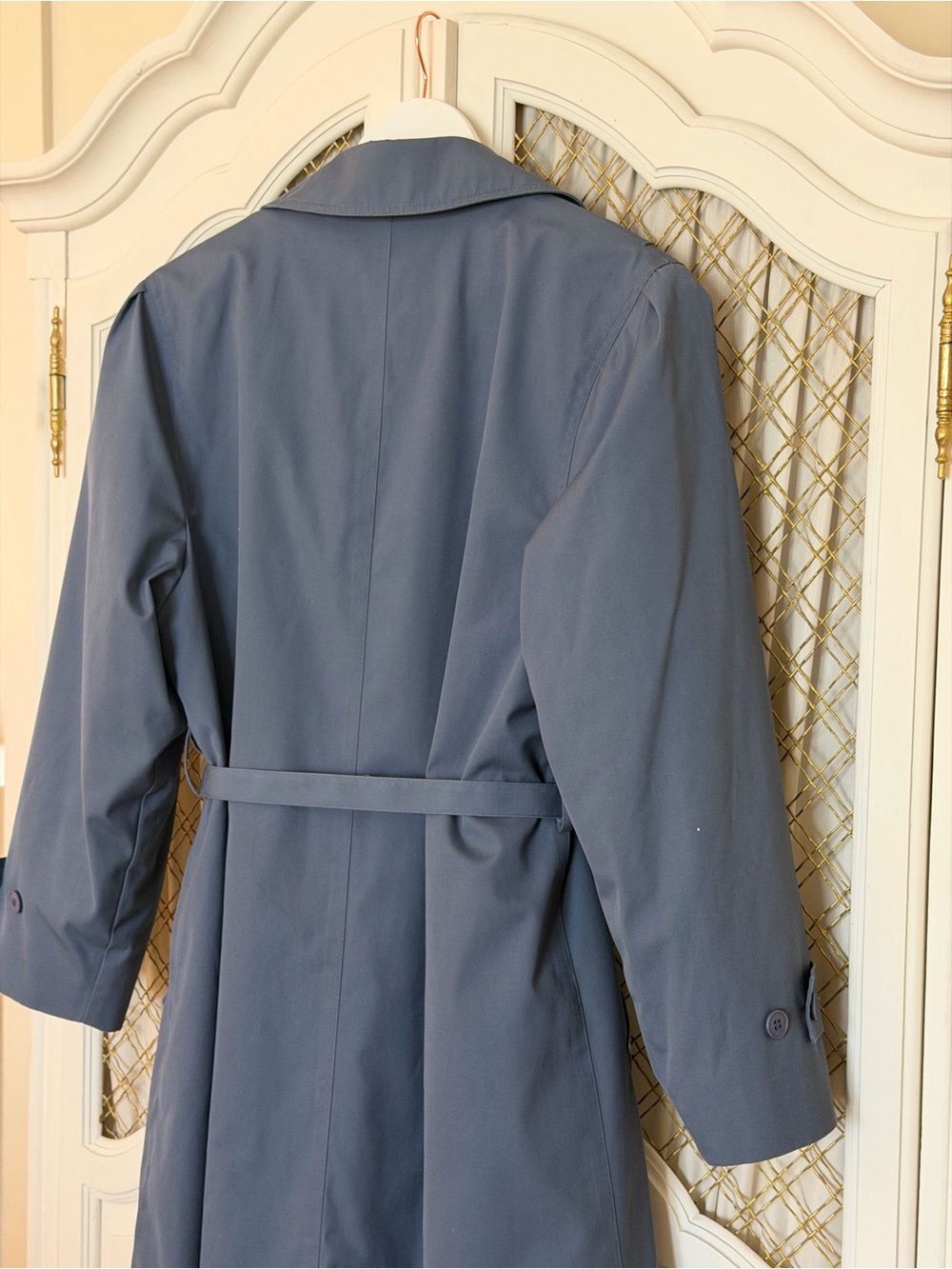 London Fog Slate Blue Long-Sleeve Belted Trench Coat - Picture 5 of 7